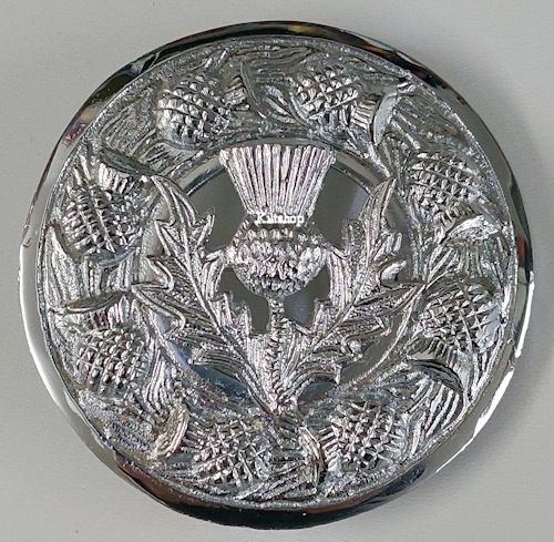 Plaid Broach, Thistle, Zilverkleurig, 8 cm